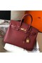 Hermes Birkin 25cm Bag In Bordeaux Clemence Leather GHW Replica
