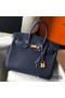 Hermes Birkin 25cm Bag In Navy Blue Clemence Leather GHW Replica