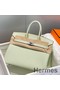 Hermes Birkin 25cm Bag In Vert Fizz Clemence Leather PHW Replica