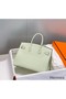 Hermes Birkin 25cm Bag In Vert Fizz Clemence Leather PHW Replica