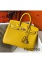 Hermes Birkin 25cm Bag In Yellow Clemence Leather GHW Replica
