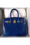 Hermes Birkin 30 Bag In Blue Electric Crocodile Niloticus Skin Replica