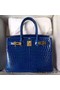 Hermes Birkin 30 Bag In Blue Electric Crocodile Niloticus Skin Replica
