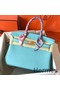 Hermes Birkin 30 Handmade Bag In Blue Atoll Clemence Leather Replica