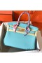 Hermes Birkin 30 Handmade Bag In Blue Atoll Clemence Leather Replica