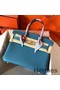 Hermes Birkin 30 Handmade Bag In Blue Jean Clemence Leather Replica