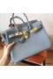 Hermes Birkin 30 Handmade Bag In Blue Lin Clemence Leather Replica