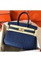 Hermes Birkin 30 Handmade Bag In Blue Ostrich Skin Replica