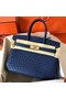 Hermes Birkin 30 Handmade Bag In Blue Ostrich Skin Replica