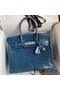 Hermes Birkin 30 Handmade Bag In Blue Tempete Crocodile Niloticus Shiny Skin Replica