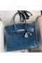 Hermes Birkin 30 Handmade Bag In Blue Tempete Crocodile Niloticus Shiny Skin Replica