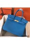 Hermes Birkin 30 Handmade Bag In Blue Zanzibar Clemence Leather Replica