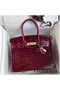 Hermes Birkin 30 Handmade Bag In Bordeaux Crocodile Niloticus Shiny Replica