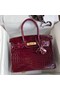 Hermes Birkin 30 Handmade Bag In Bordeaux Crocodile Niloticus Shiny Replica