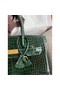 Hermes Birkin 30 Handmade Bag In Green Crocodile Porosus Shiny Skin Replica