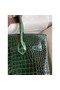 Hermes Birkin 30 Handmade Bag In Green Crocodile Porosus Shiny Skin Replica