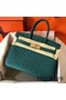 Hermes Birkin 30 Handmade Bag In Green Ostrich Skin Replica