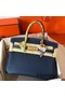 Hermes Birkin 30 Handmade Bag In Navy Blue Clemence Leather Replica