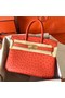 Hermes Birkin 30 Handmade Bag In Orange Ostrich Skin Replica