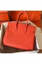 Hermes Birkin 30 Handmade Bag In Orange Ostrich Skin Replica