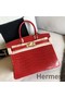 Hermes Birkin 30 Handmade Bag In Red Crocodile Niloticus Shiny Replica