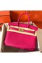 Hermes Birkin 30 Handmade Bag In Rose Red Ostrich Skin Replica