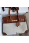 Hermes Birkin 30 Handmade Bag In Toile & Gold Swift Leather Replica