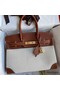 Hermes Birkin 30 Handmade Bag In Toile & Gold Swift Leather Replica