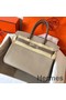 Hermes Birkin 30 Handmade Bicolor Bag In Grey Epsom Leather Replica