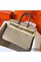 Hermes Birkin 30 Handmade Bicolor Bag In Grey Epsom Leather Replica