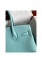 Hermes Birkin 30 Retourne Handmade Bag In Blue Atoll Clemence Leather Replica