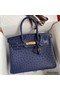 Hermes Birkin 30 Retourne Handmade Bag In Blue Iris Ostrich Leather Replica