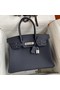 Hermes Birkin 30 Retourne Handmade Bag In Blue Nuit Clemence Leather Replica
