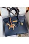 Hermes Birkin 30 Retourne Handmade Bag In Blue Saphir Clemence Leather Replica