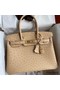 Hermes Birkin 30 Retourne Handmade Bag In Chai Ostrich Leather Replica