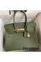 Hermes Birkin 30 Retourne Handmade Bag In Green Clemence Leather Replica