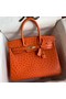 Hermes Birkin 30 Retourne Handmade Bag In Orange Ostrich Leather Replica