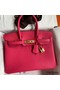 Hermes Birkin 30 Retourne Handmade Bag In Rose Red Clemence Leather Replica