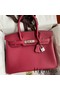 Hermes Birkin 30 Retourne Handmade Bag In Rouge Grenat Clemence Leather Replica
