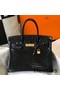 Hermes Birkin 30cm Bag In Black Embossed Crocodile Leather Replica