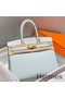Hermes Birkin 30cm Bag In Blue Brume Clemence Leather GHW Replica