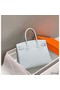 Hermes Birkin 30cm Bag In Blue Brume Clemence Leather GHW Replica