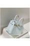 Hermes Birkin 30cm Bag In Blue Brume Clemence Leather GHW Replica