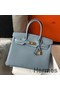 Hermes Birkin 30cm Bag In Blue Lin Clemence Leather GHW Replica