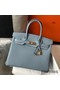 Hermes Birkin 30cm Bag In Blue Lin Clemence Leather GHW Replica