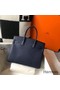Hermes Birkin 30cm Bag In Dark Blue Clemence Leather GHW Replica