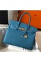 Hermes Birkin 30cm Bag In Jean Blue Clemence Leather GHW Replica