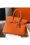 Hermes Birkin 30cm Bag In Orange Clemence Leather GHW Replica