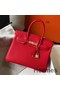 Hermes Birkin 30cm Bag In Red Clemence Leather GHW Replica