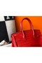 Hermes Birkin 30cm Bag In Red Embossed Crocodile Leather Replica